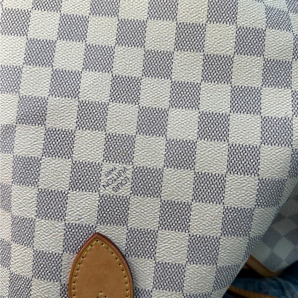 Louis Vuitton Tan and White Checkered Tote - Picture 13 of 13
